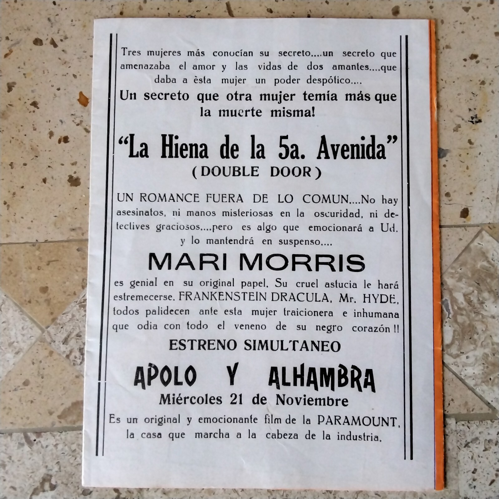 Evelyn Venable * Mary Morris * Kent Taylor "Double Door 1934 Herald Thriller