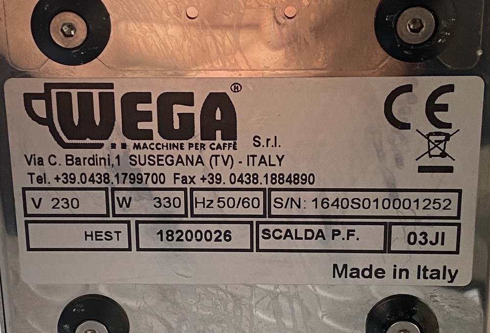 WEGA COFFEE MACHINES FILTER ARM HEATER