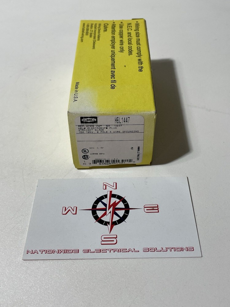 Hubbell HBL1447 15A Elastagrip Plug, Straight Blade
