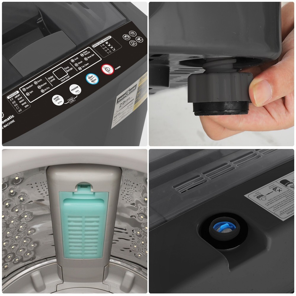 Portable Washing Machine 15.6Lbs Capacity Full-Automatic Washer w/ Drain & Spin-