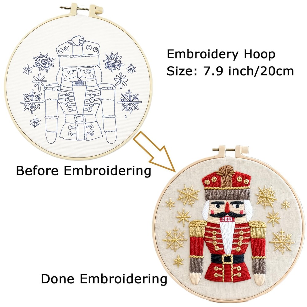 Christmas Embroidery Kit DIY Hand Starter Cross mini, Nutcracker