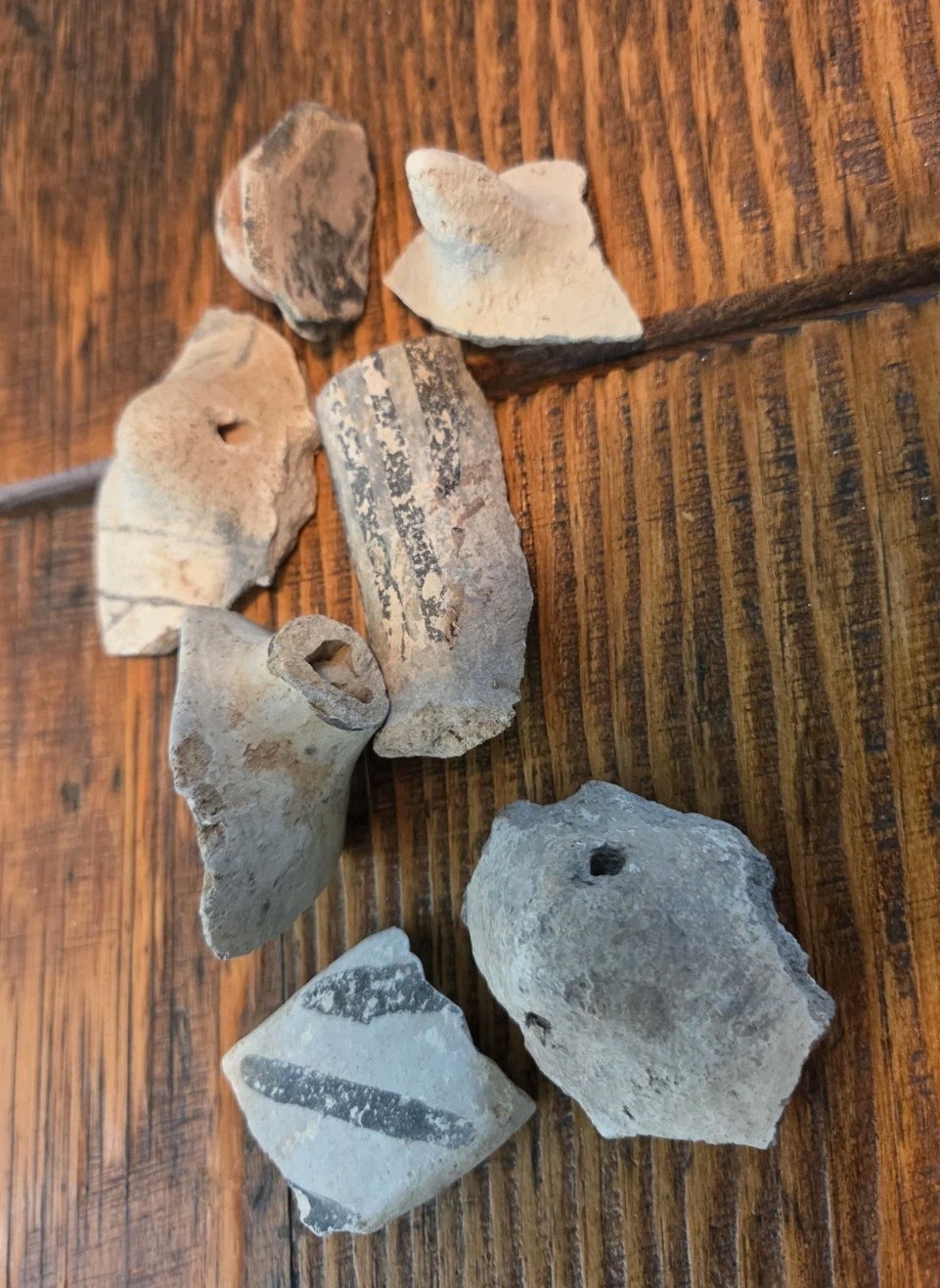 Prehistoric Anasazi Black On White Pottery Partial Ladle Dipper Handle Arizona