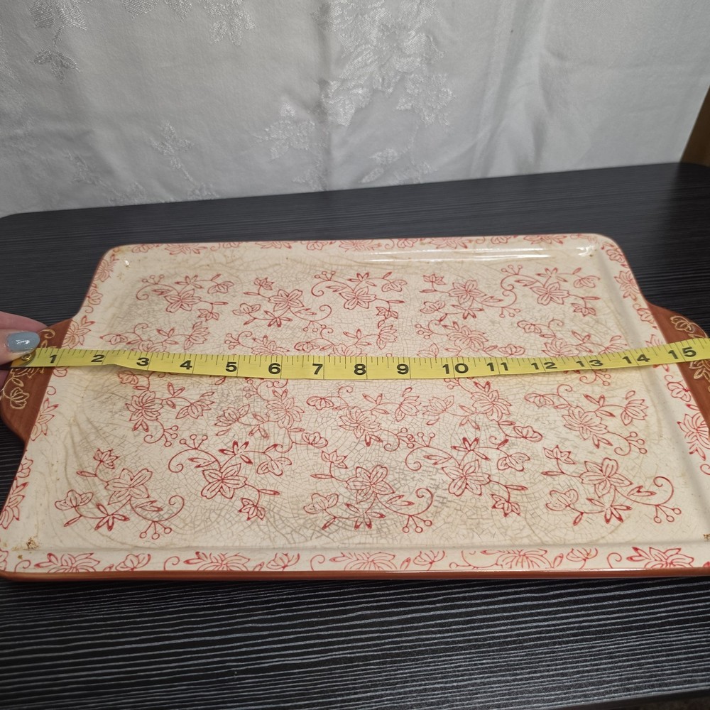 Temptations by Tara Floral Lace Rectangular Serving Tray Platter