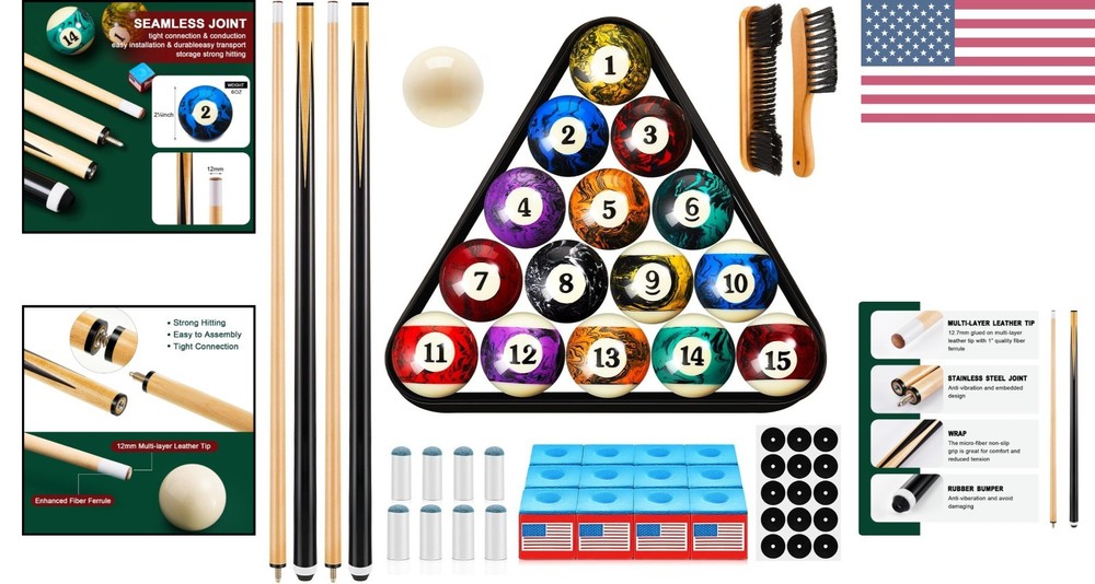 71-Piece Pool Table Accessories Gift Set - Complete Billiard Kit