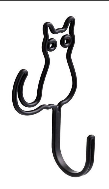 Franklin Brass Cat Wall Hook Flat Black 6-5/8"