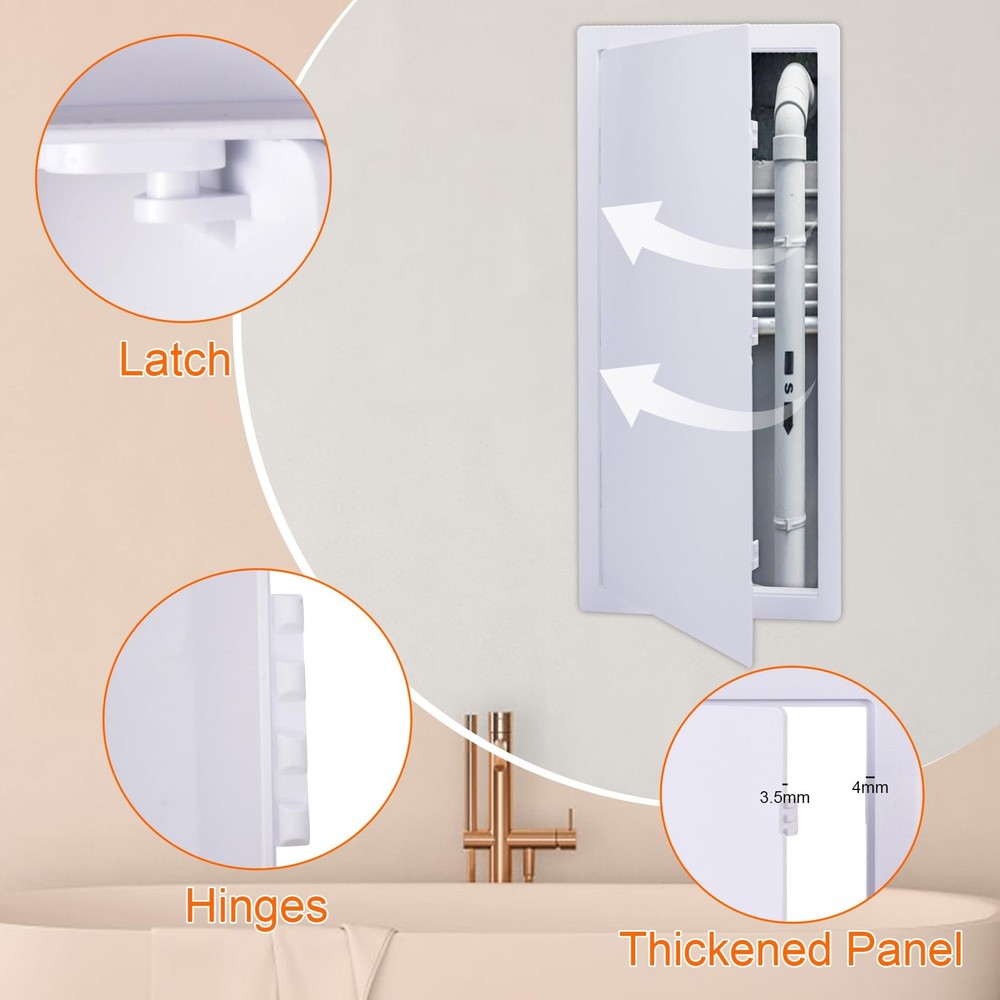 Drywall Ceiling Access Panel 14x29 Inch Removable Hinged White Plastic