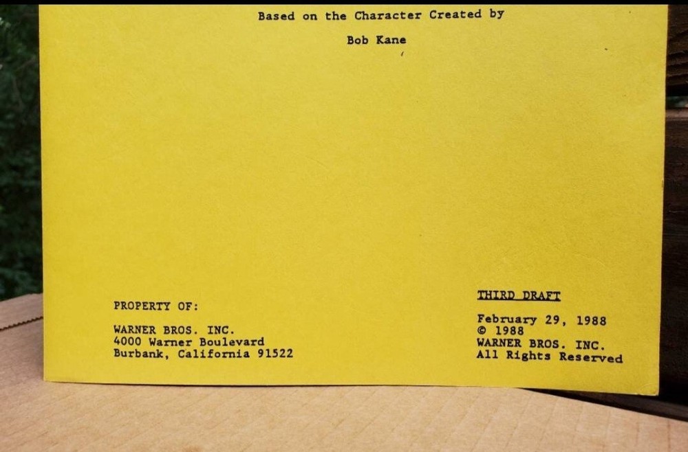 1988 Bob Kane Batman Movie Screenplay Third Draft Script