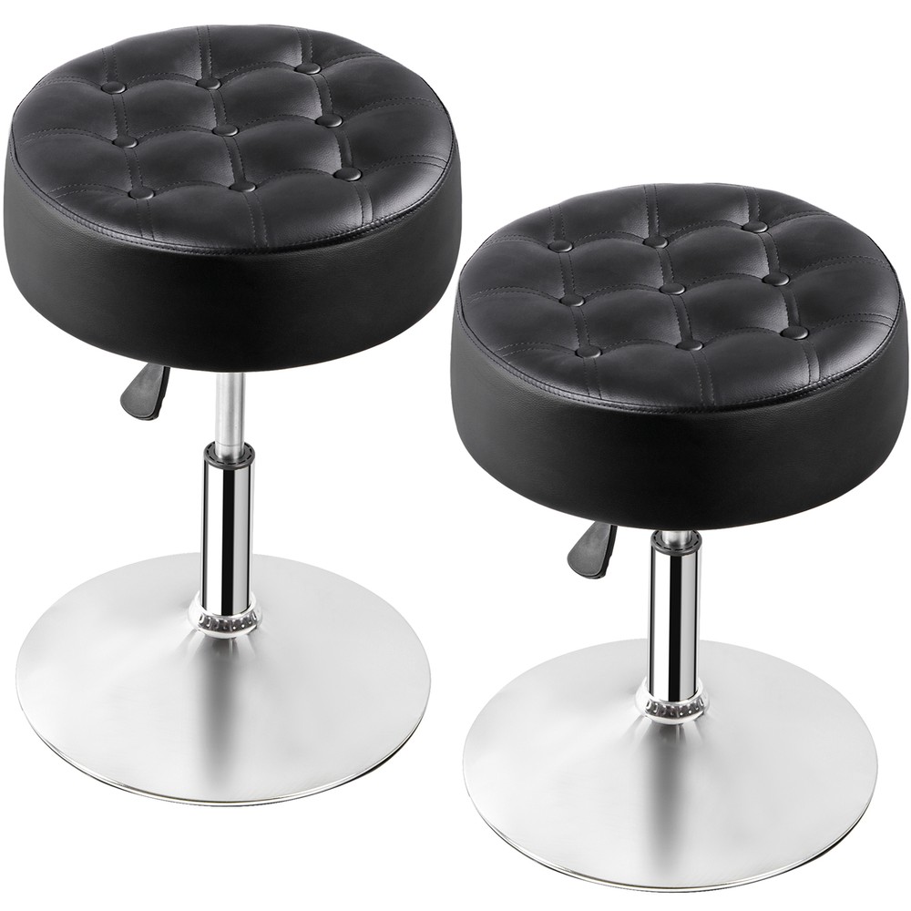 4PCS Adjustable Round Ottoman Stool Vanity Stool PU Leather Swivel Makeup Stool