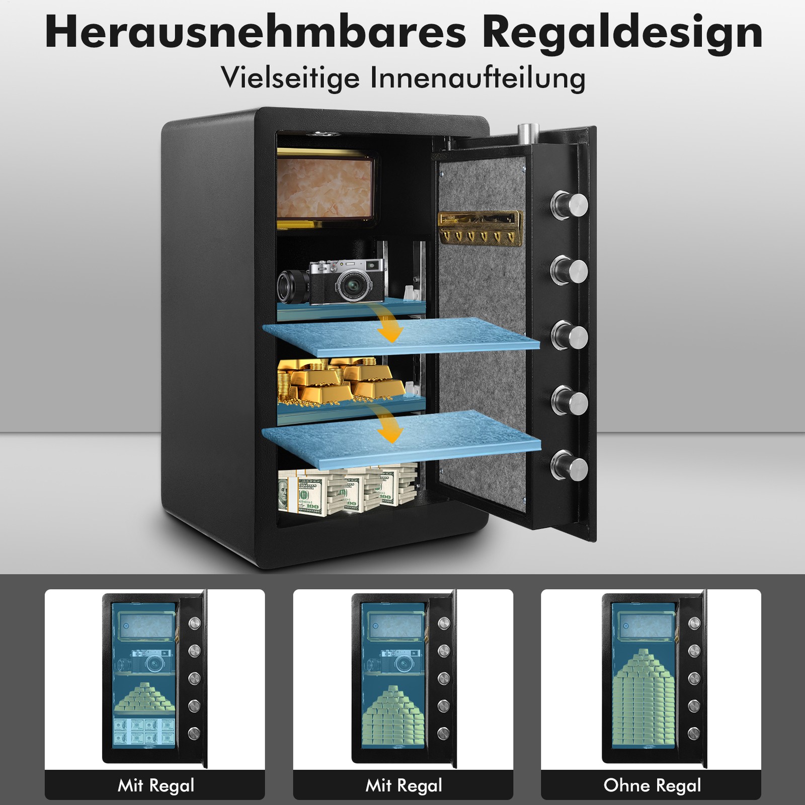 Double Door 4.2 cu.ft Safe Box with Key Lock Password Cabinet Black