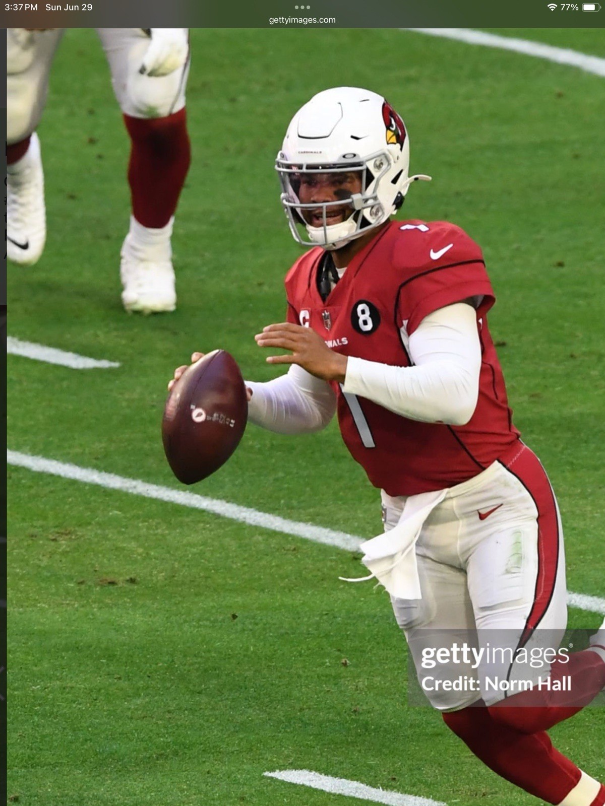 Arizona Cardinals Game Used 2020 NFL Football, Photo matched To Kyler Murray