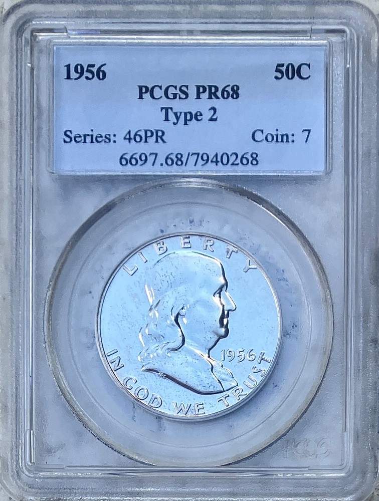 1956 franklin half dollar type 2 PCGS Certified PR68