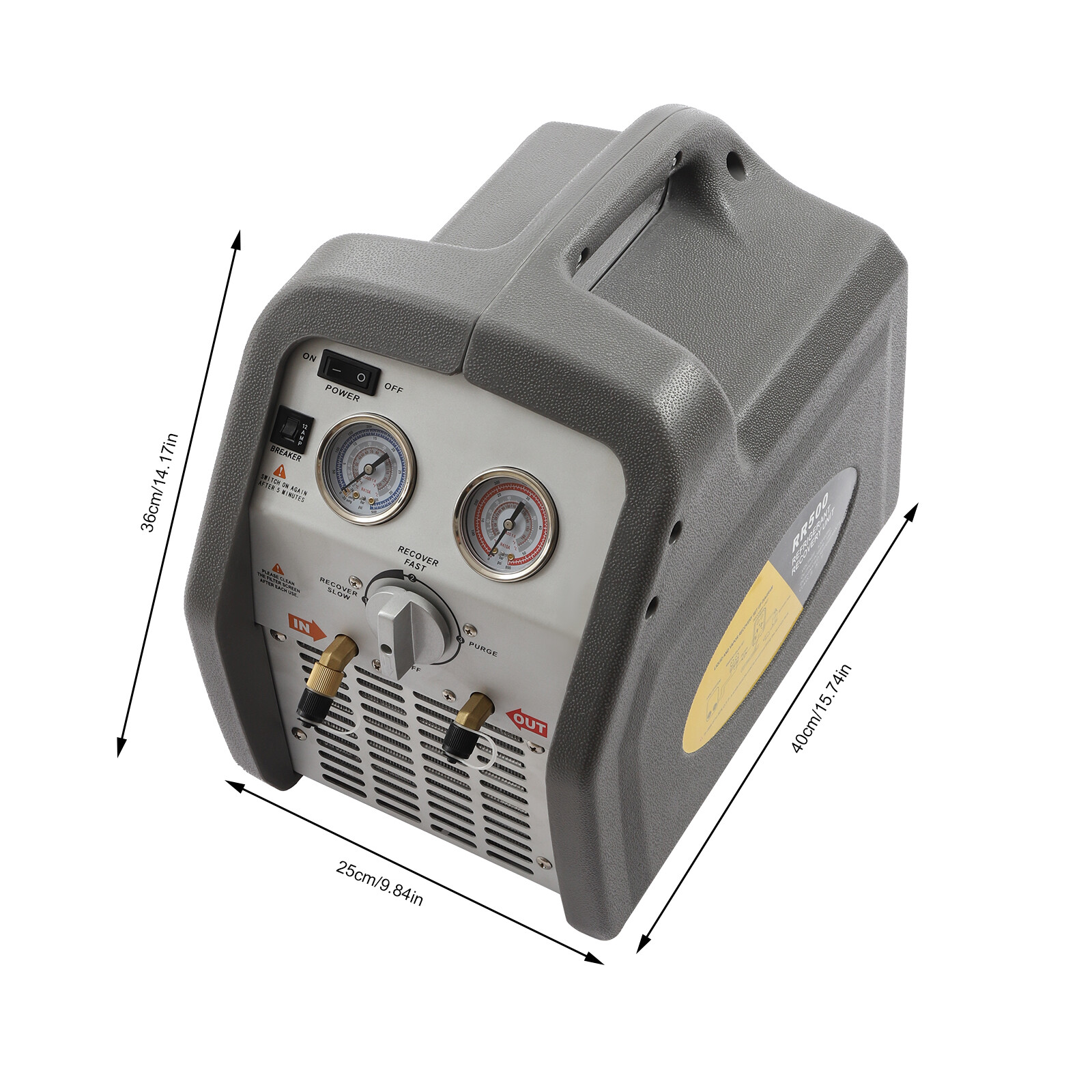 A/C Refrigerant Recovery Machine for hvac freon reclaim 3/4HP 110V/60Hz 558psi