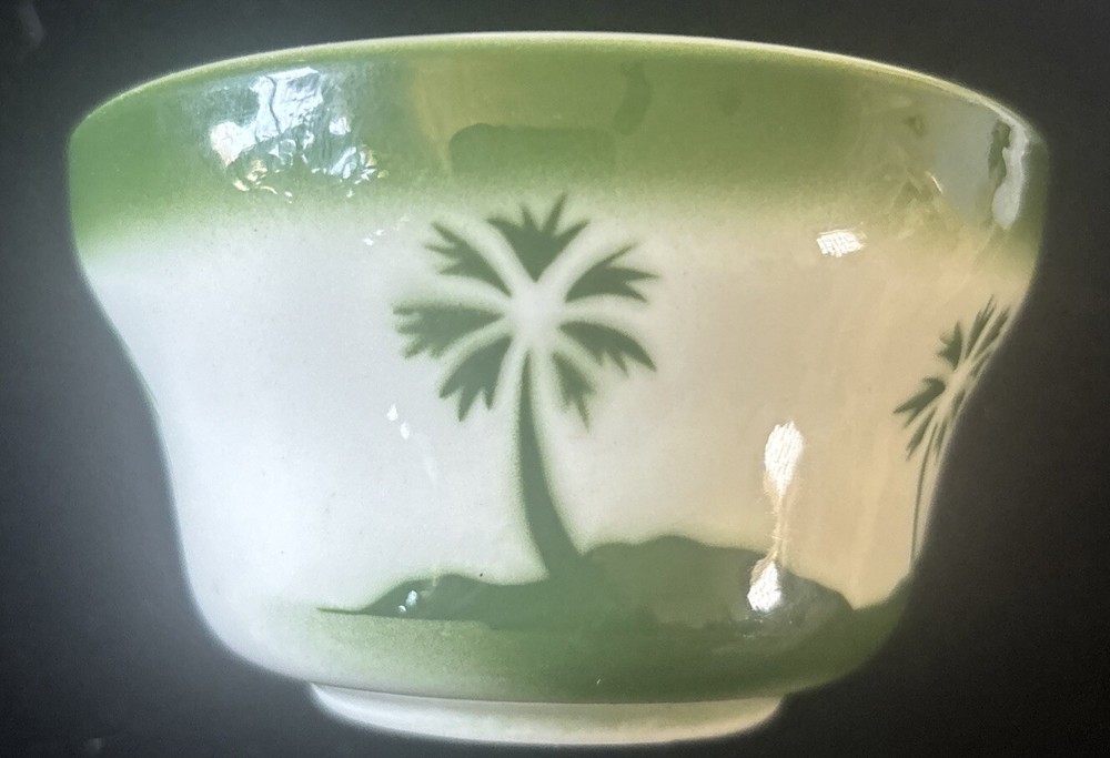 Jackson China Airbrushed Palm Tree Custard Cup, Mid-century