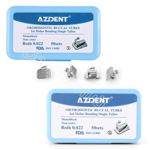 50Sets Dental Ortho 1st /2nd Molar Buccal Tube Bondable Non-Conv Roth .022 U1L1