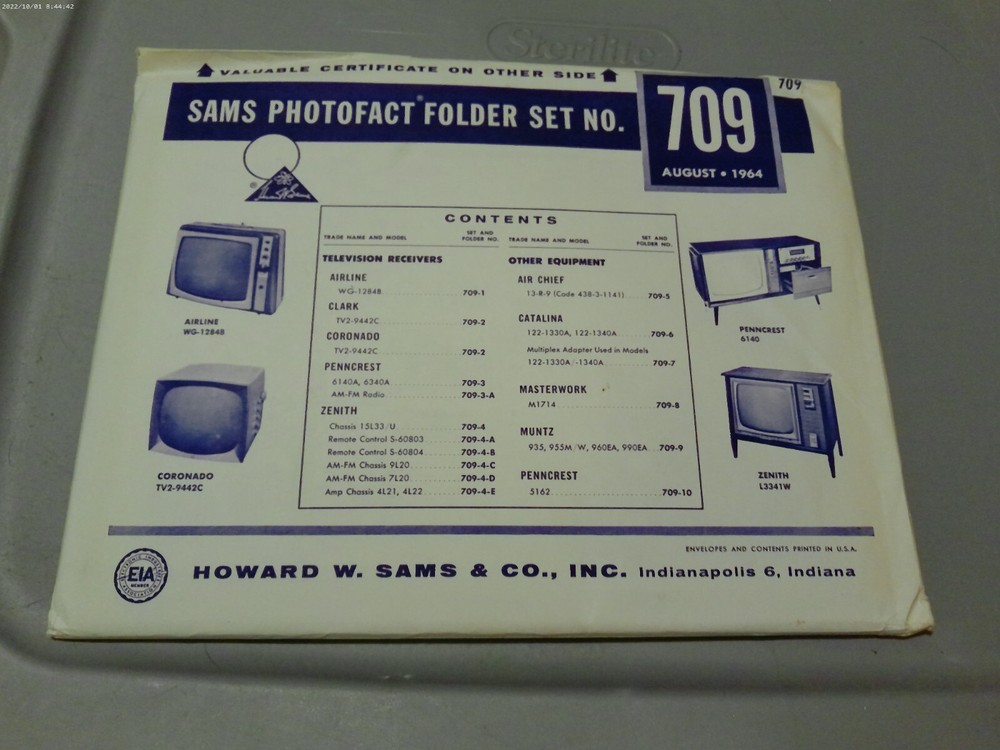 SAMS PHOTOFACT FOLDER SET NO.709