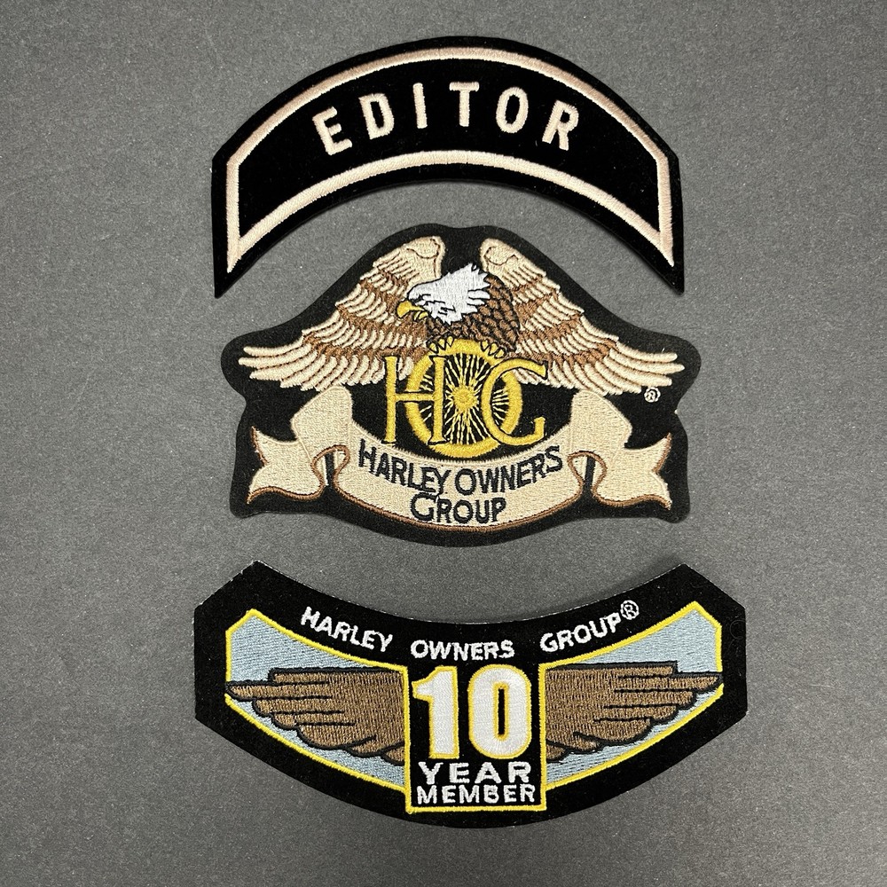 Harley Davidson Owners Group HOG Patch, 10 Years Patch, Editor Rocker Patch