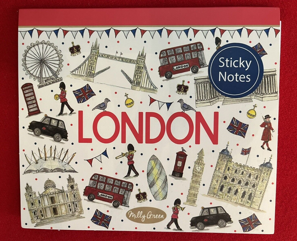 MILLY GREEN London Icons STICKY NOTES FOLDER (280 Quantity) NEW