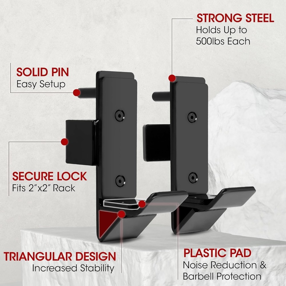 Adjustable J-Hooks for Power Rack - Noise-Reducing & Versatile Design