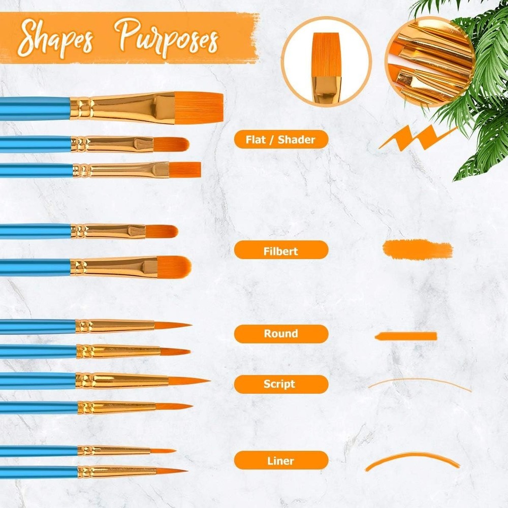Acrylic Paint Brushes Set, Easter Basket Stuffers, 20Pcs Round Pointed Tip Ar...