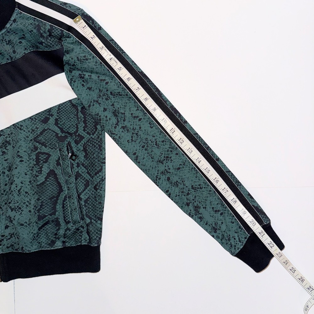 Buddylove Green Snake Python Print Athletic Track Jacket Full Zip Racer Stripe S