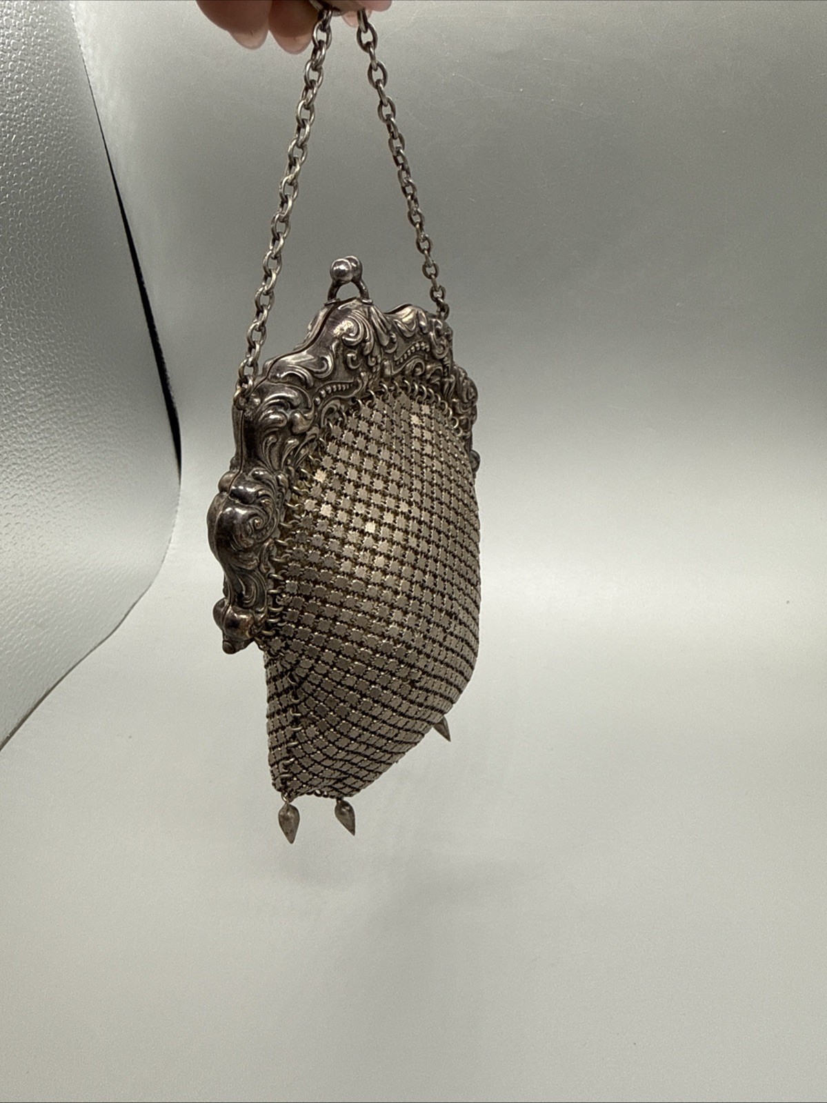 Amazing Antique Art Nouveau German Silver Purse Pouch Mesh Chainmail NICE