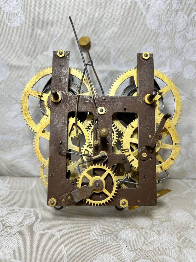 4 Antique Brass Mechanical Clock Movements Various Makers Not Running