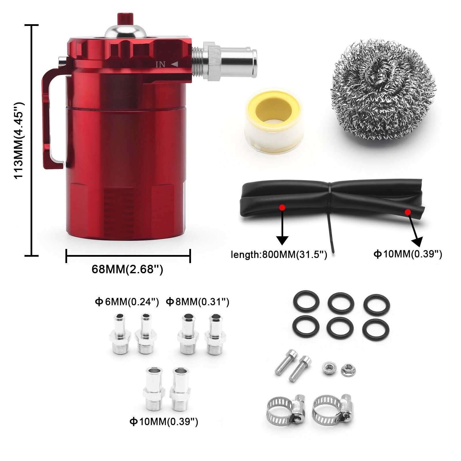 Oil Catch Can Kit Reservoir Baffled Tank with Breather Filter Universal Aluminum
