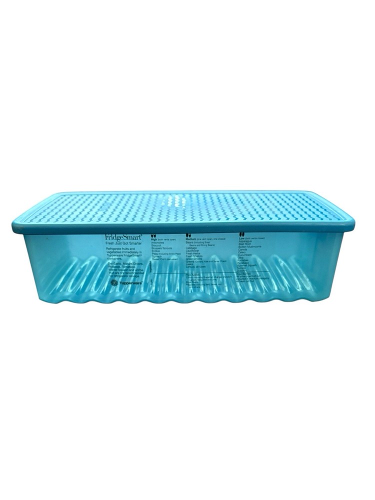 Tupperware FridgeSmart Rectangular Vented Blue Container 4352 & 4353 8-1/2 Cup