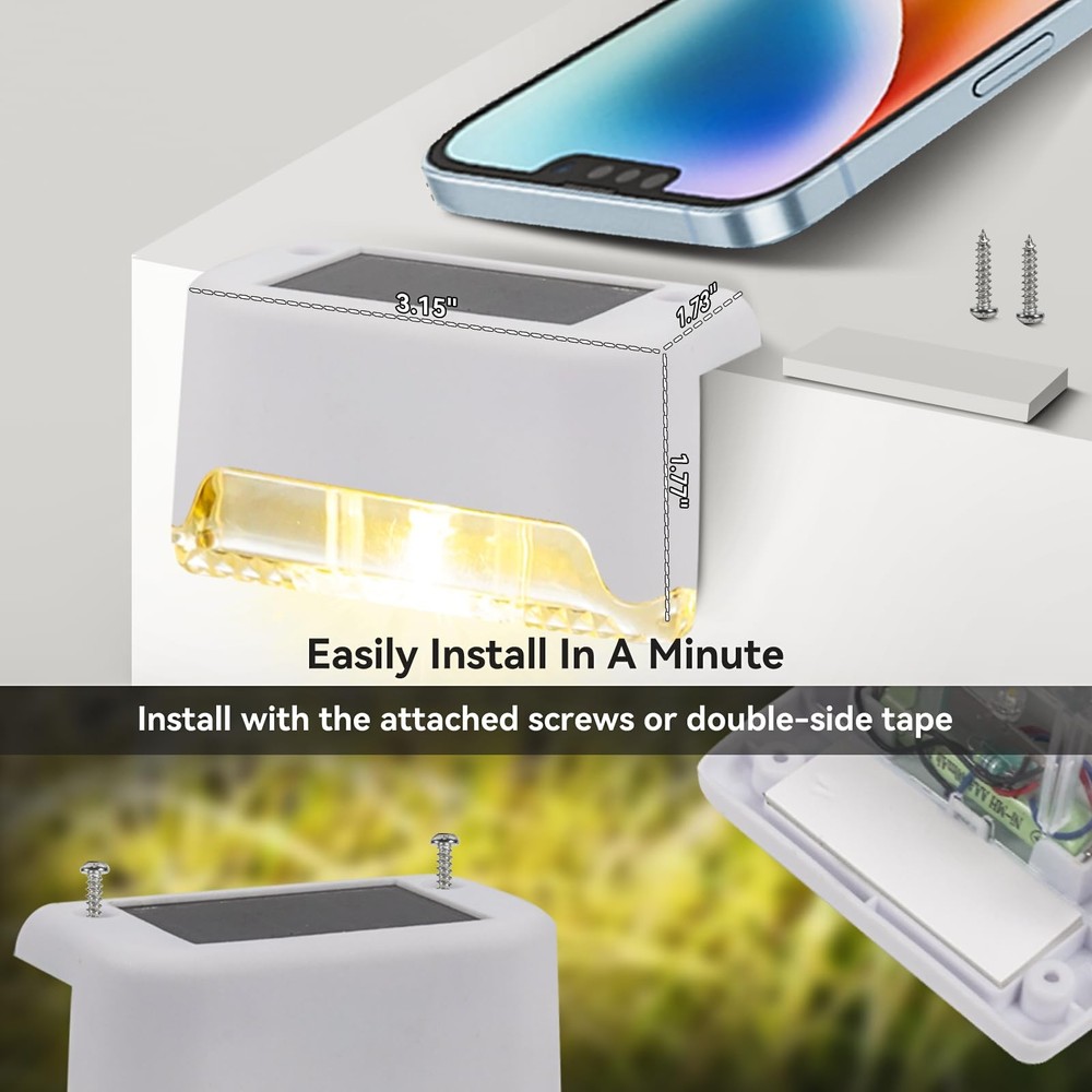 Solar Powered Deck Lights Driveway Walkway Dock Light Step Lamp Decoration