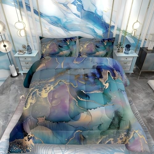 Golden Marble Grain Bedding Set,Gradient Marble Texture Duvet Queen Multi 30
