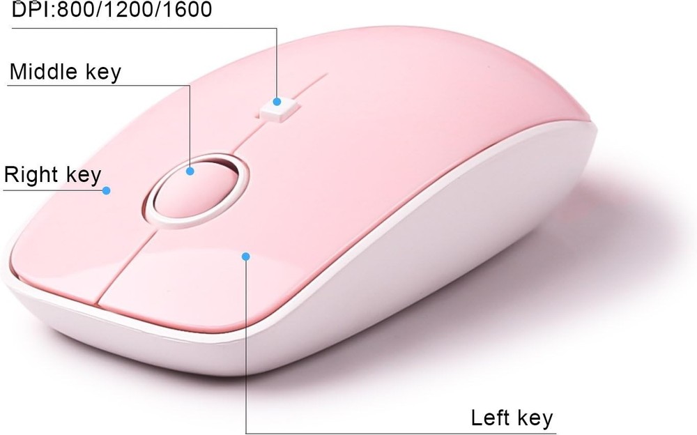 Pink Wireless Keyboard and Mouse Combo, Retro Typewriter Style Cute Bubble Ke...