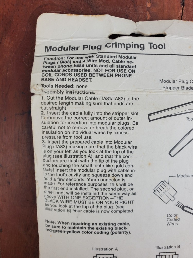 Gemini TA84 Modular Plug Crimping Tool 4-Wire NEW NOS