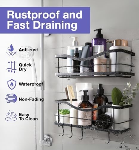 Premium Shower Caddy Organizer - No Drill, Self-Adhesive, Rustproof Stainless St