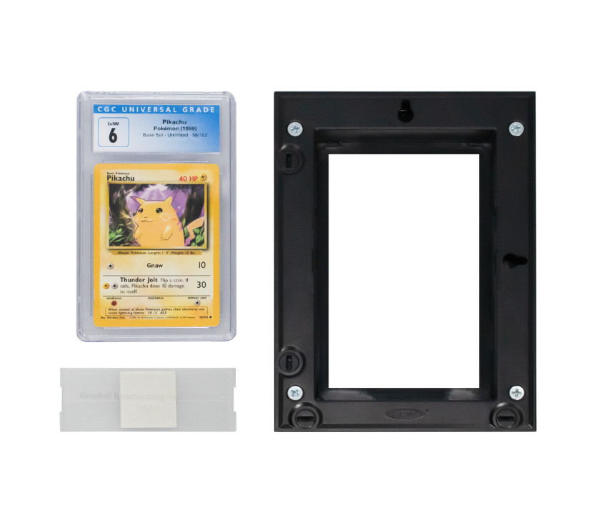 BCW (New) Black Interlocking Graded Card Frame - 4 Pack Wall Mount Display