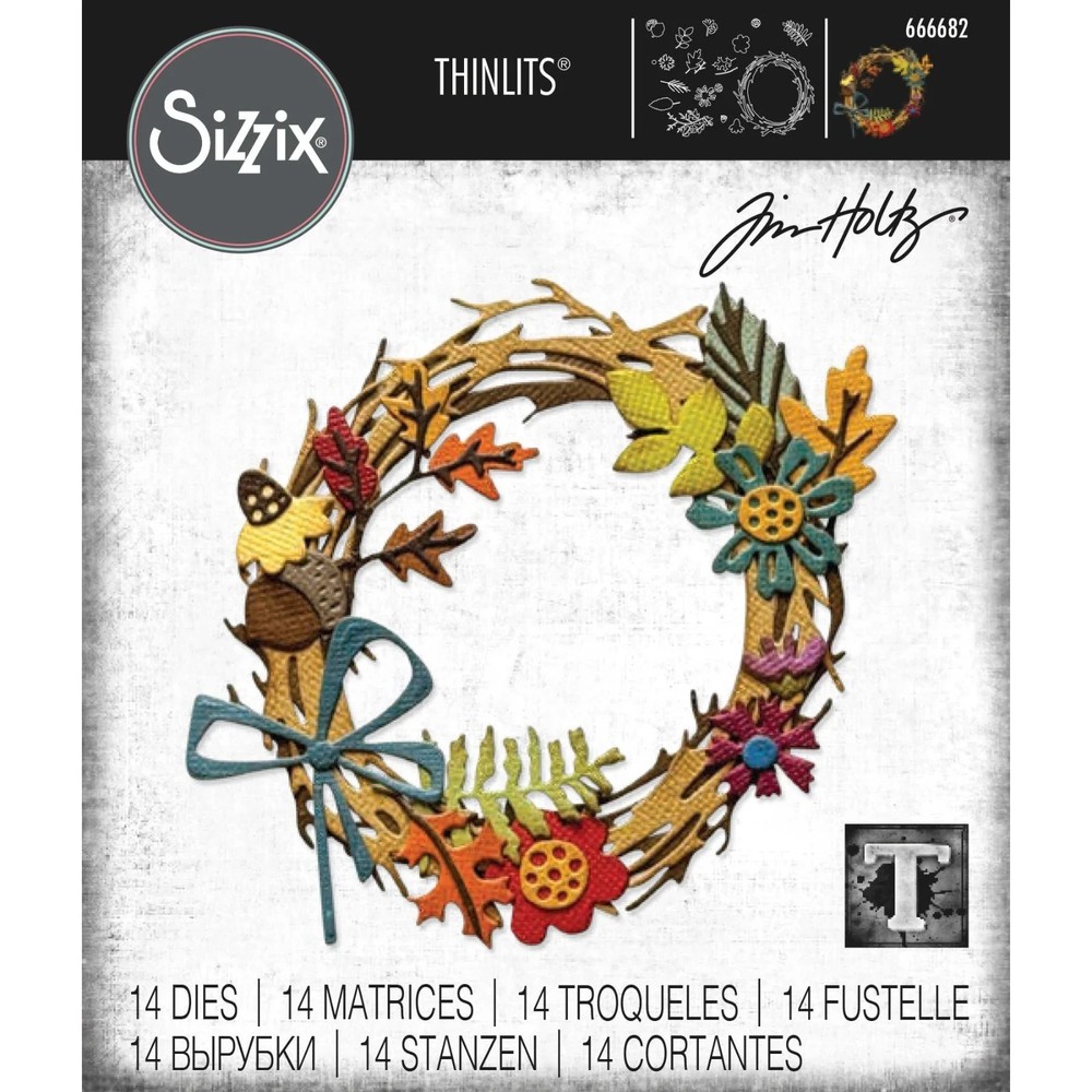 Tim Holtz "VAULT, FOLIAGE WREATH" Sizzix Thinlits Dies 666682 Halloween 2024