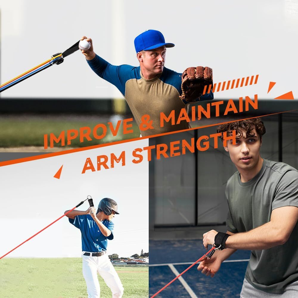 Resistance Bands-Baseball Pitching Trainer w/ Interchangeable Grips Arm Strength