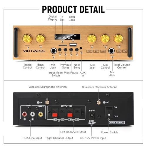 Bluetooth Audio Amplifier - UHF Wireless Microphone - 2.1 Channel - Bluetooth