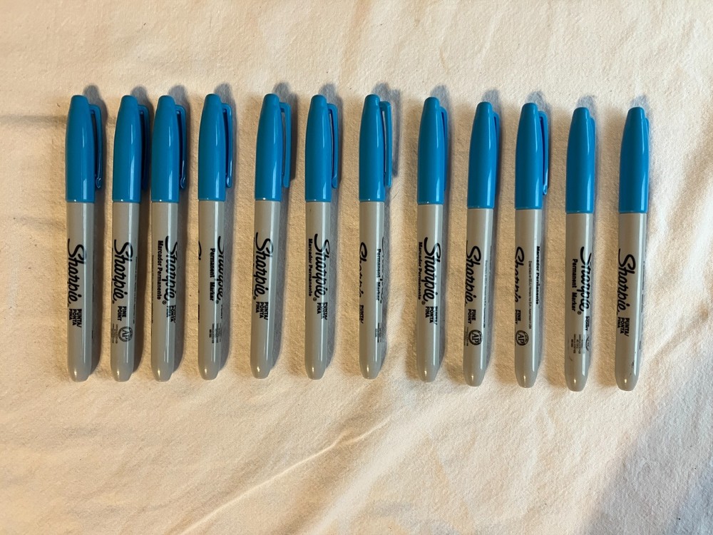 Sharpie Permanent Marker, Fine Point, Aqua, 12 Pack
