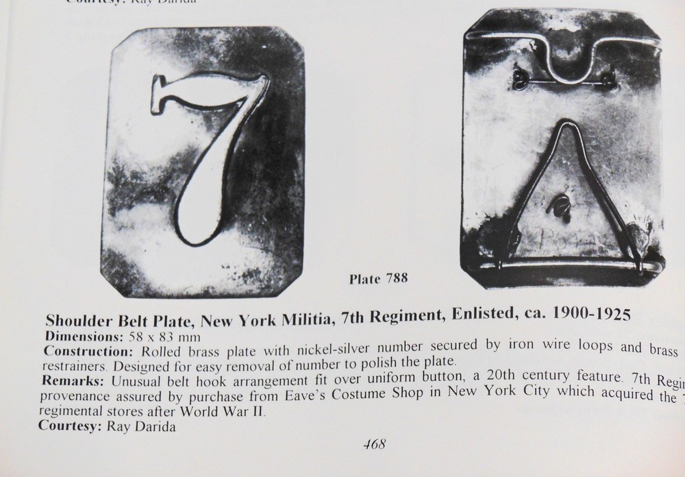 Original 7th NY Militia Regt Shoulder Belt Plate with belt hook (# 2468)