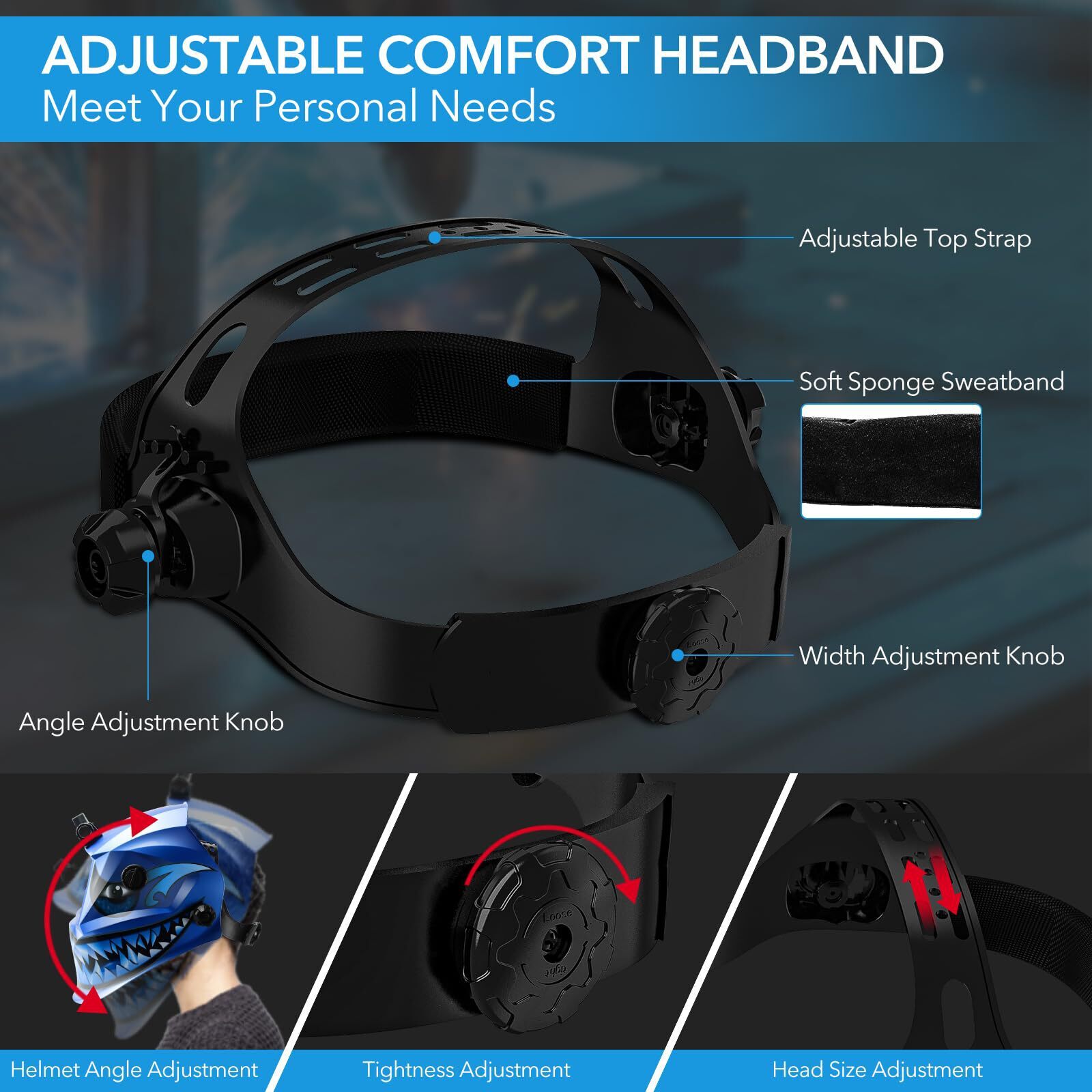 TRQWH True Color Auto-Darkening Welding Helmet with LED Light & Grind Mode