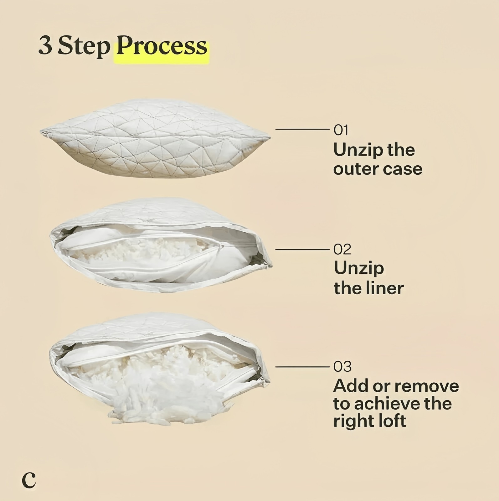 Coop Home Goods Memory Foam Pillow Adjustable Loft Pillow For Bed Sleeping Queen