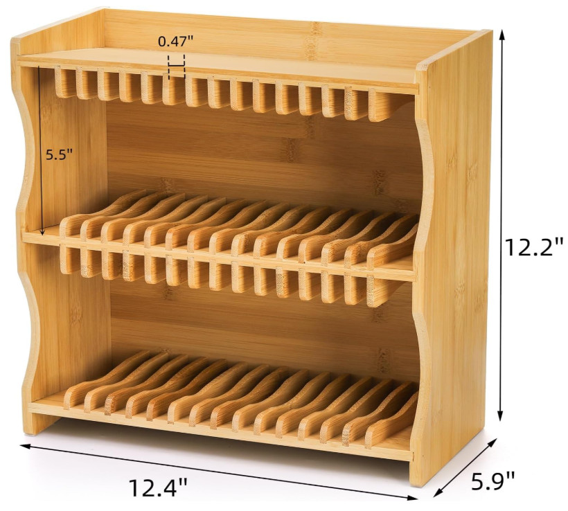 CD Holder Rack, Bamboo CD Rack Organizer with Rubber Feet, DVD Display Shelf ...