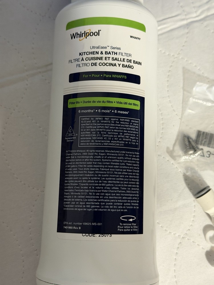 Whirlpool KITCHEN & BATH UNDERSINK WATER FILTRATION SYSTEM