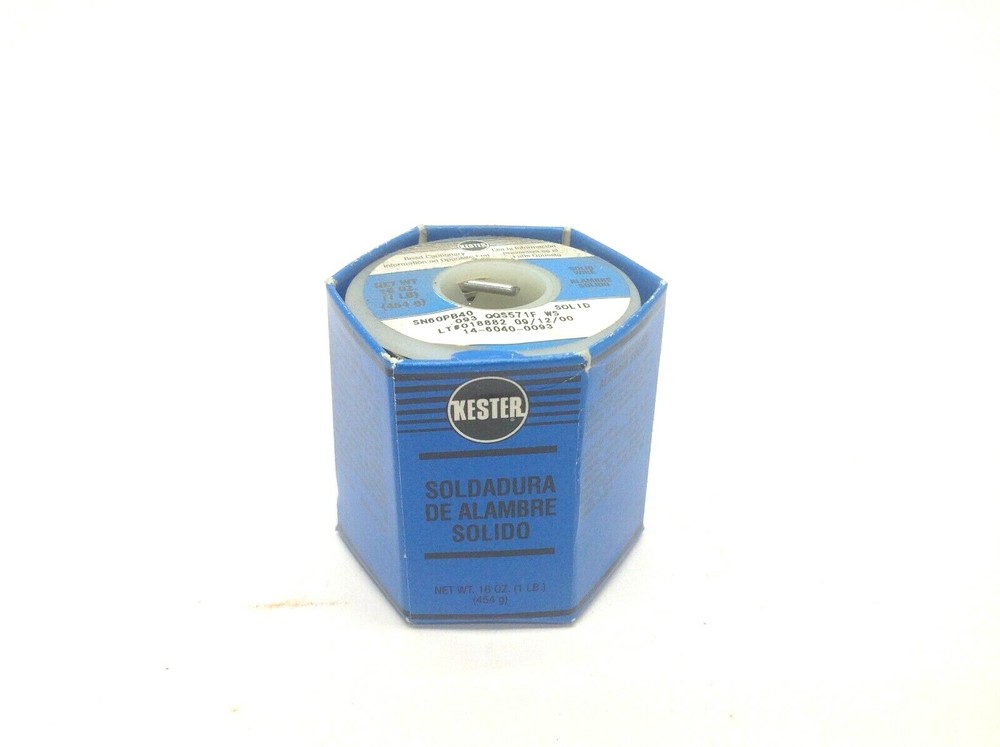 Kester 14-6040-0093 SN60PB40 Solid Wire Solder 16 OZ, Solid 0.093 QQS571F WS