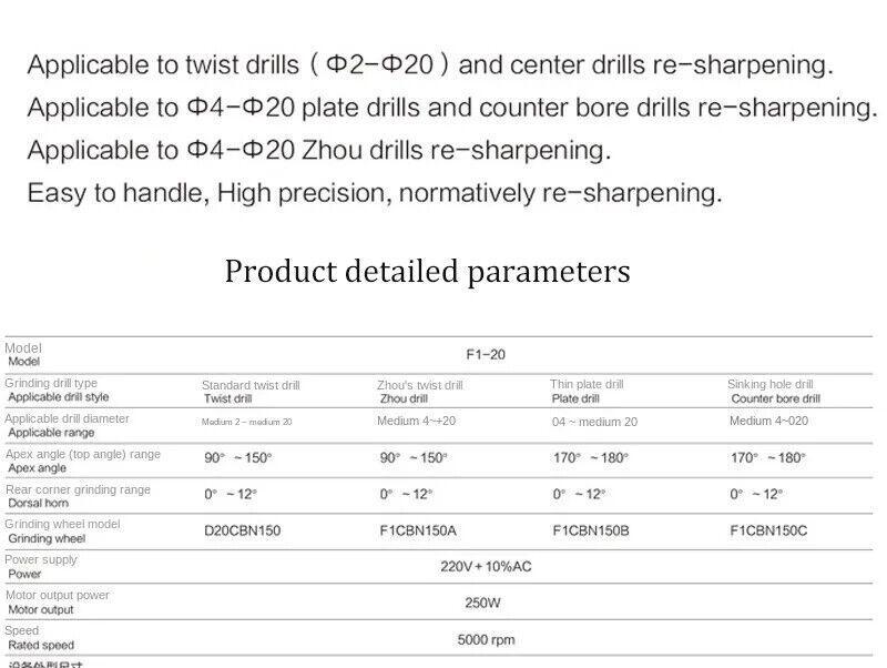 Automatic Drill Sharpener 2-20mm 5 in 1 Drill Bit Sharpener/Grinder