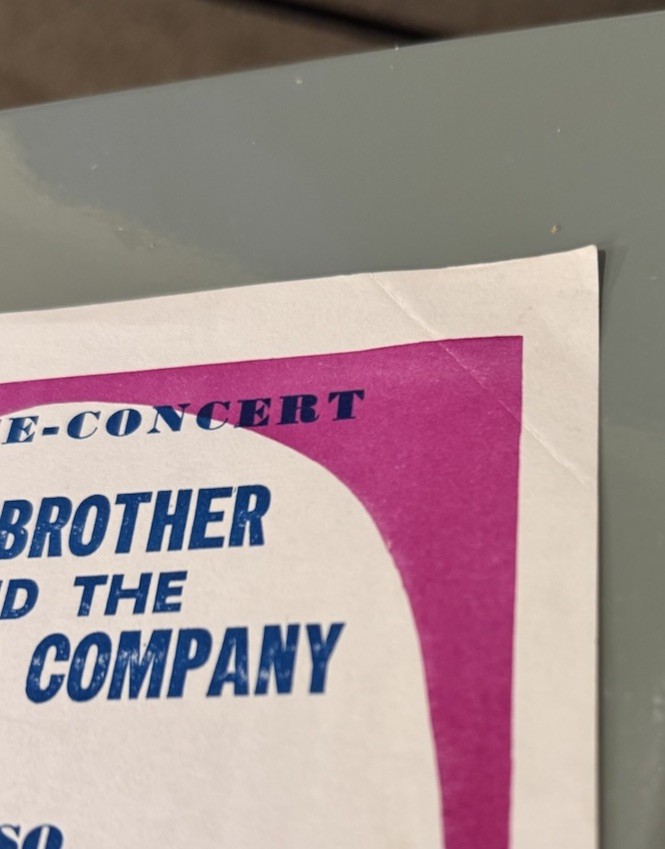 Rare!- Brother and The Holding Co Handbill-1966-California Hall-Original