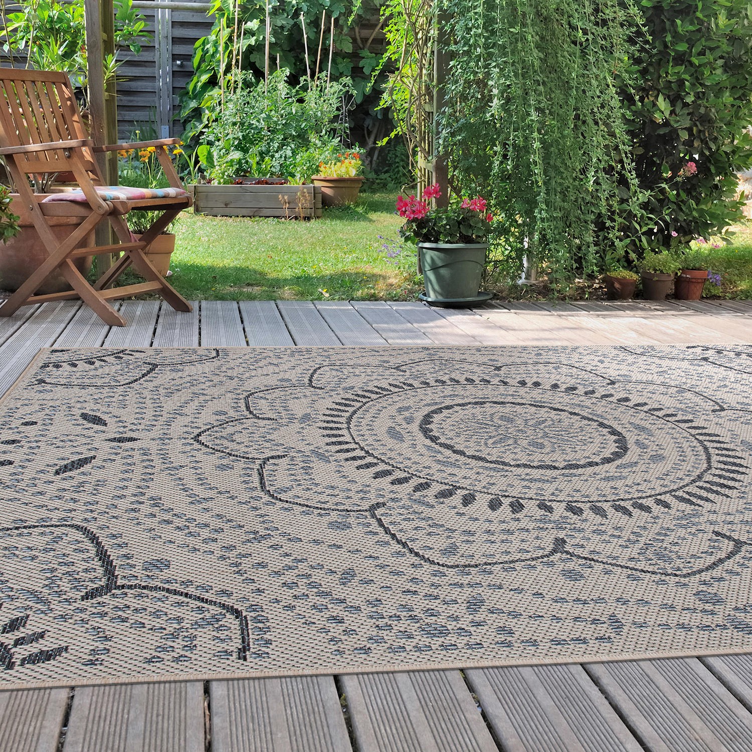 Rugshop Outdoor Rug Portia Oriental Medallion Indoor/Outdoor Area Rug Patio Rugs