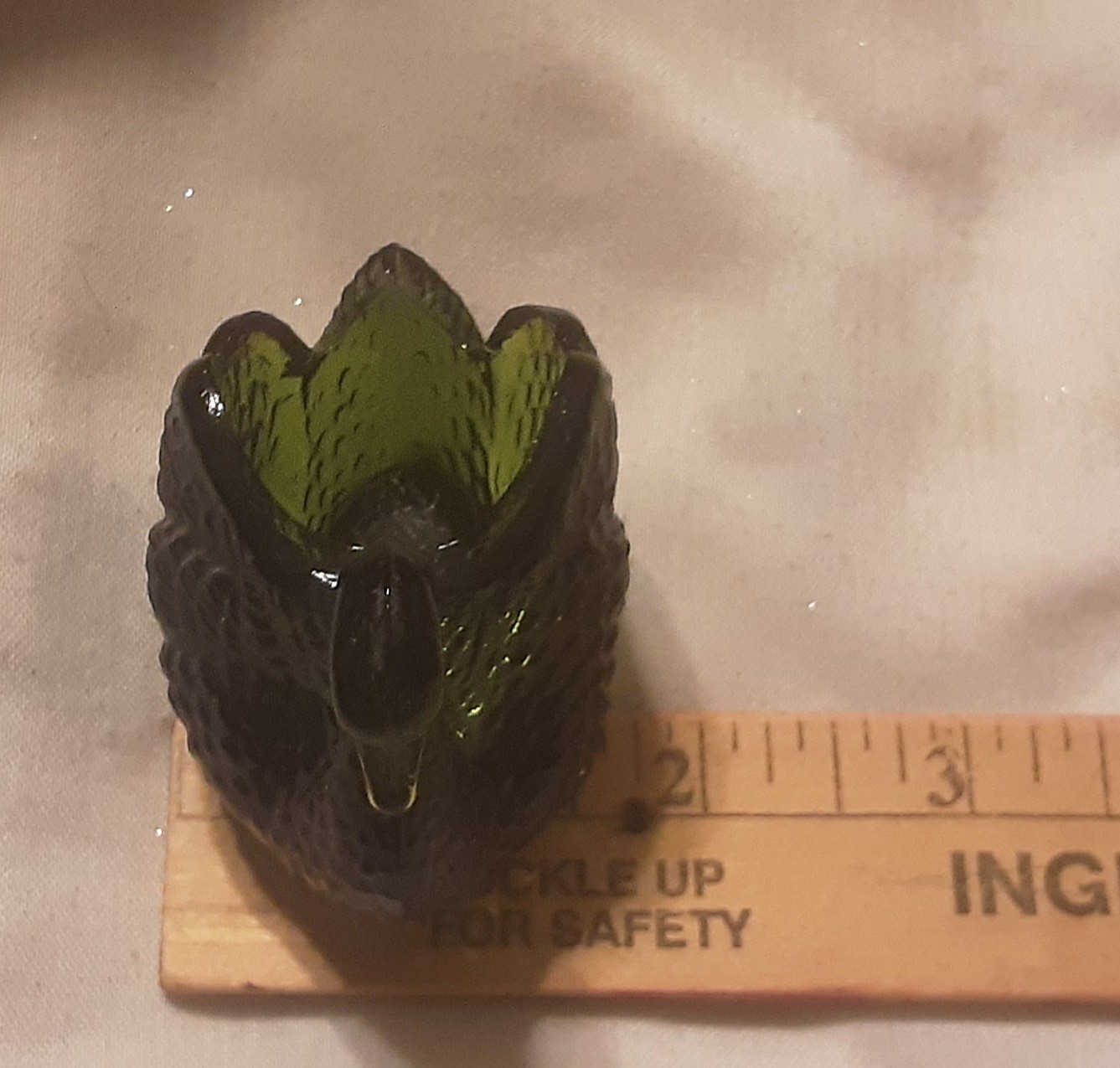 Vintage Deep Dark Green Glass Salt Cellar/Dip Swan