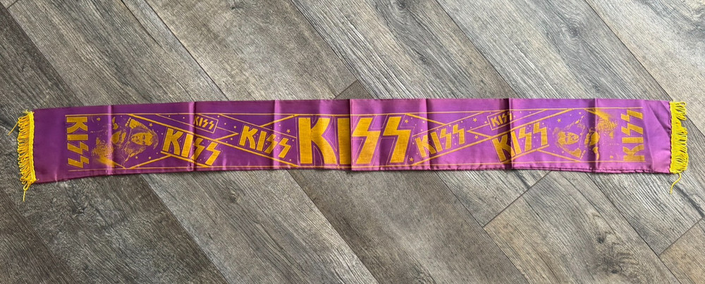 KISS Scarf Banner Purple Eric Carr Europe 1980 Vintage Kiss Aucoin Memorabilia