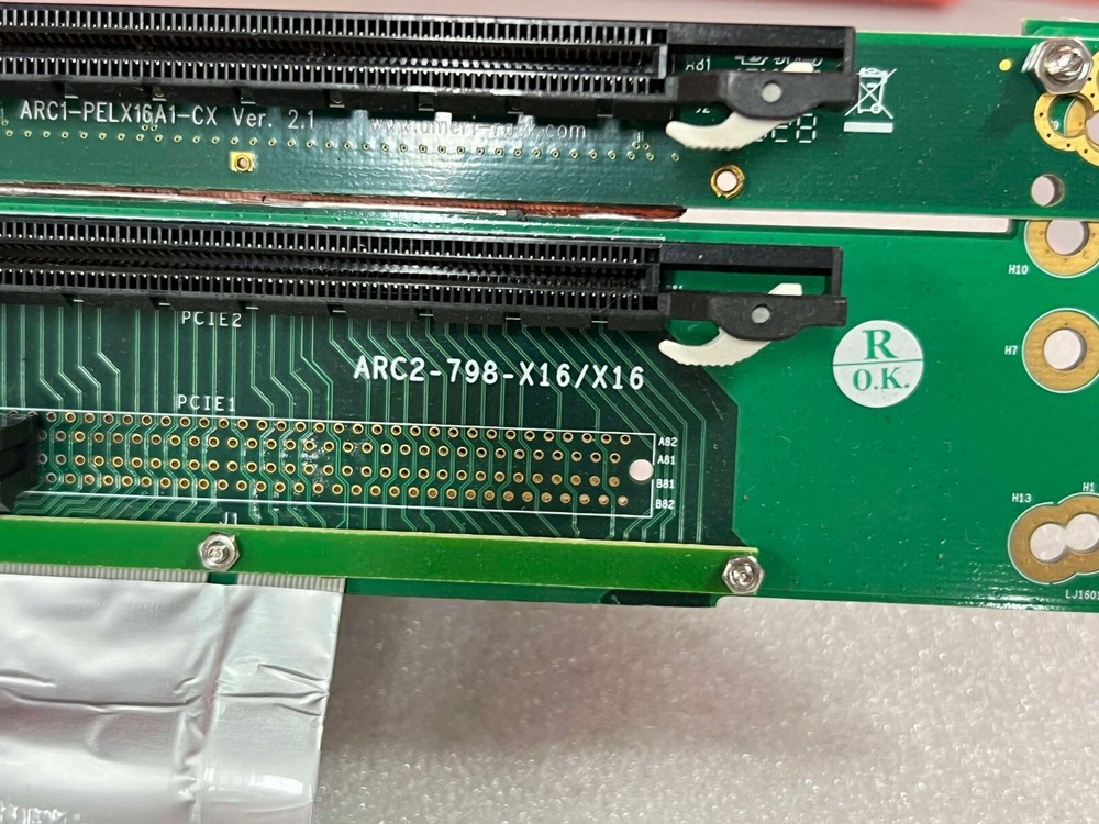 AMERI-RACK ARC1-PELX161-CX with ARC2-798-X16/16 RISER CARD PCIEXLINK-X8 EXTENDER